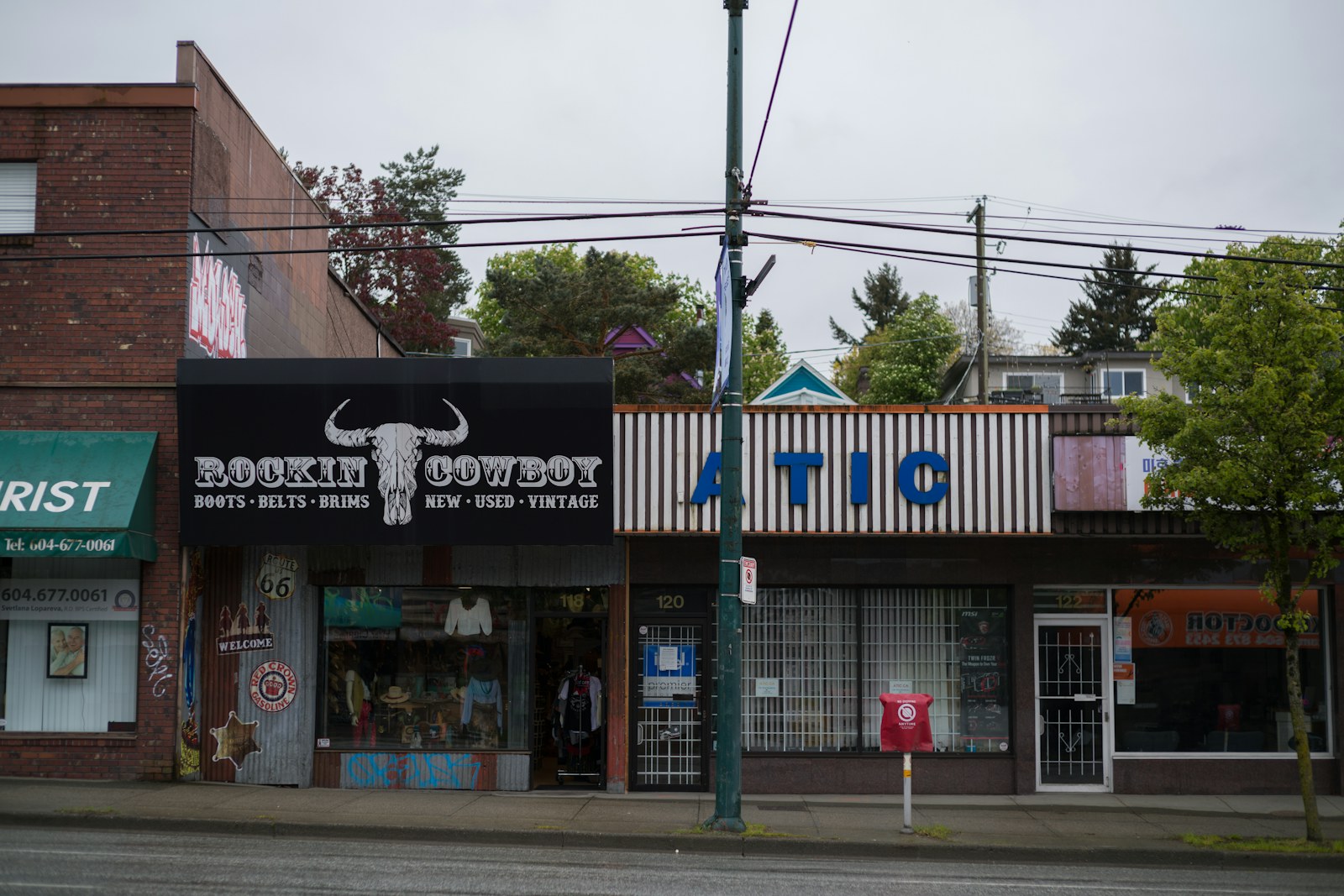 A storefront on a city street corner